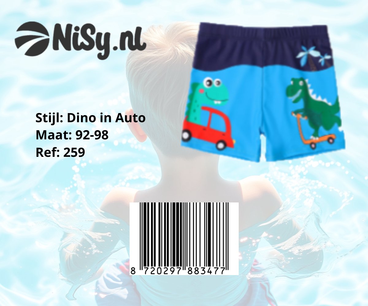 NiSy.nl Dino in Auto Zwembroek | Zwemshort | Jongens | — afbeelding 6