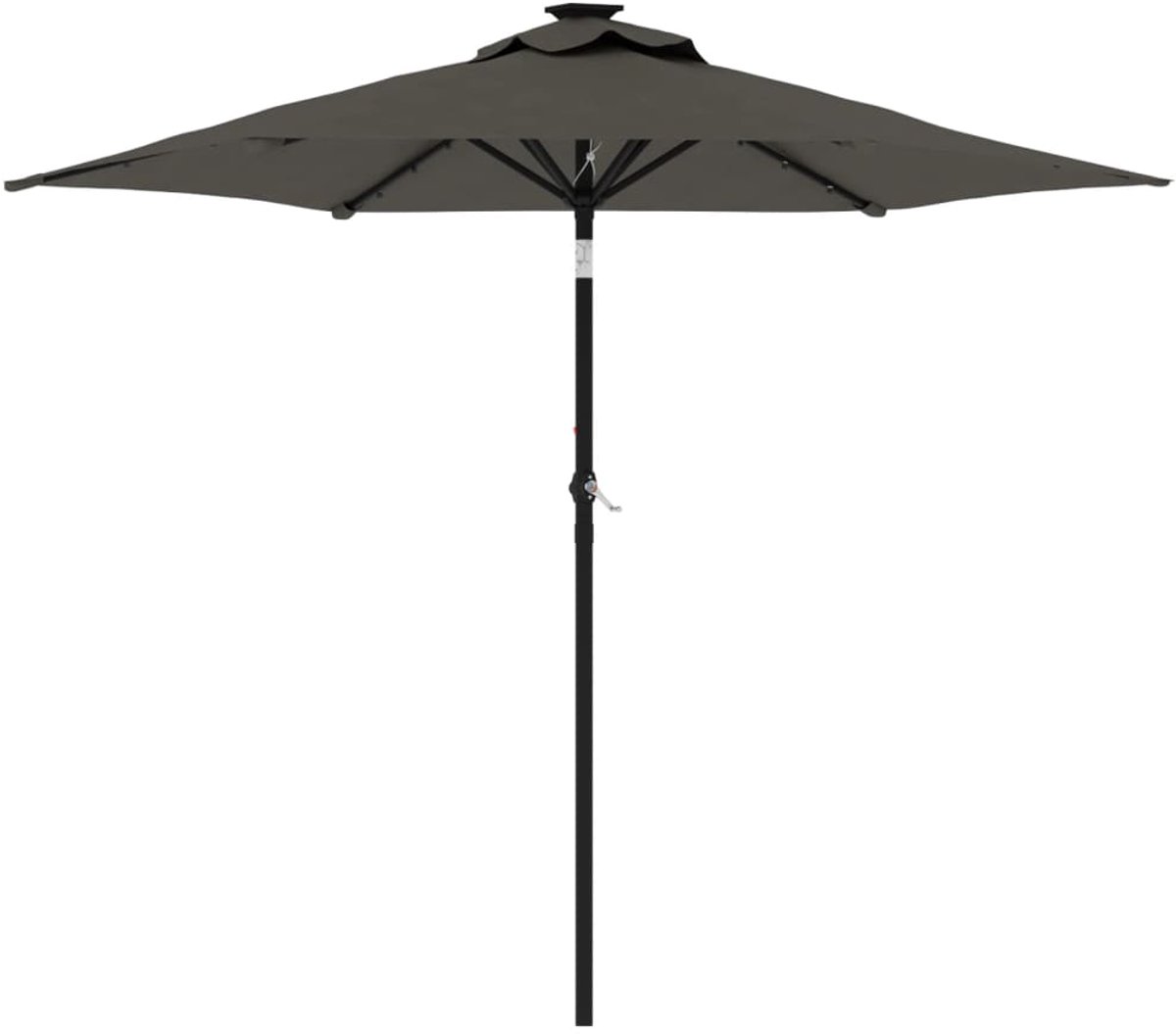 Antracietkleurige parasol met stalen paal, afmetingen 225x225x212 cm, tuindecoratie, The Living Store-merk.