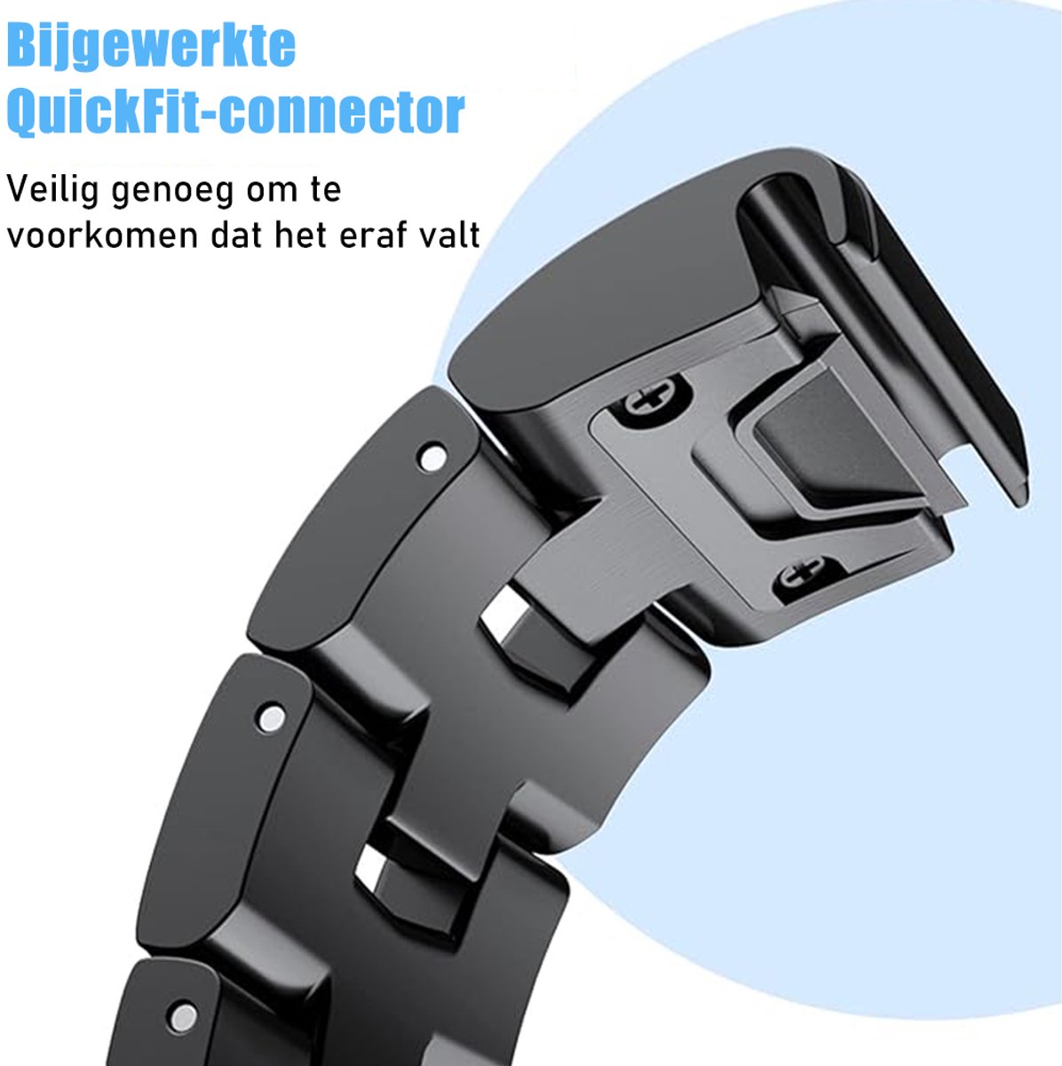 Stravo Titanium Bandje voor Garmin Fenix 9/9 Pro 47mm, Fenix 8/8 Pro 47mm, Fenix E, Fenix 7/7 Pro, Fenix 6/6 Pro, Fenix 5/5 Plus & Epix/Epix Pro Gen 2 47mm – QuickFit 22mm Horlogebandje – Zwart thumbnail 5