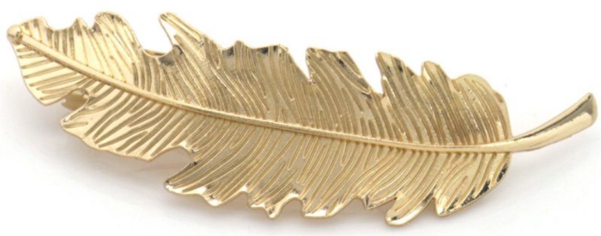 Haarclip Veer Design – 8,5 cm – Goudkleurig – Stevige Haarspeld – Dames Accessoire