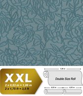 Bloemen behang EDEM 9040-28 vliesbehang hardvinyl warmdruk in reliëf gestempeld met bloemmotief glimmend blauw 10,65 m2