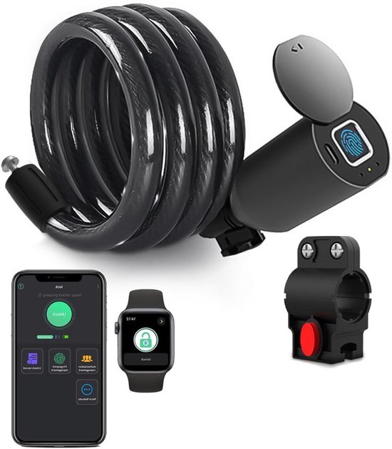 Câble antivol numérique - Contrôle par empreinte digitale et application - 150 cm - Acier