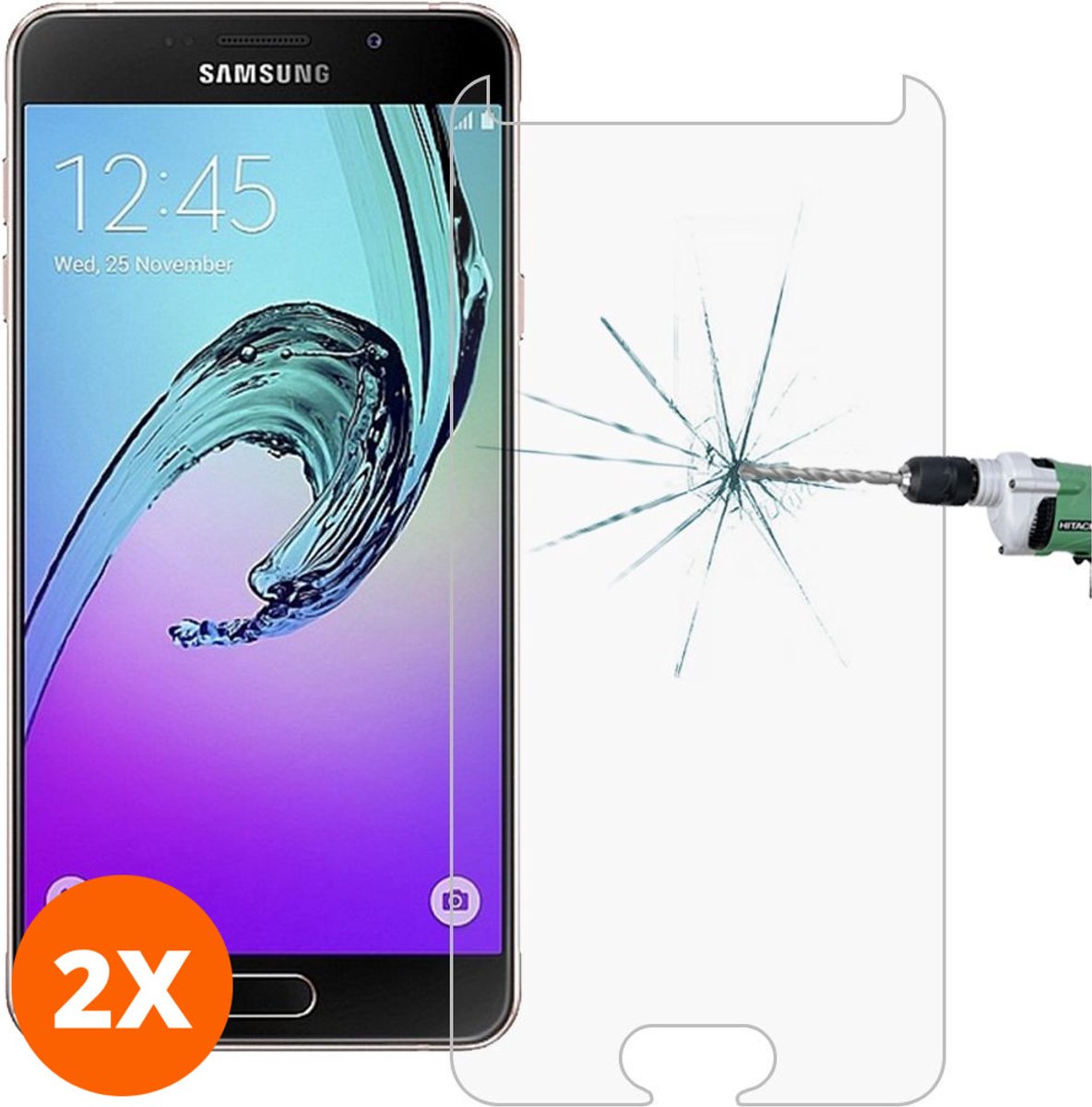 Mobigear Screenprotector geschikt voor Samsung Galaxy A3 (2017) Glazen | Mobigear Screenprotector - Case Friendly (2-Pack)