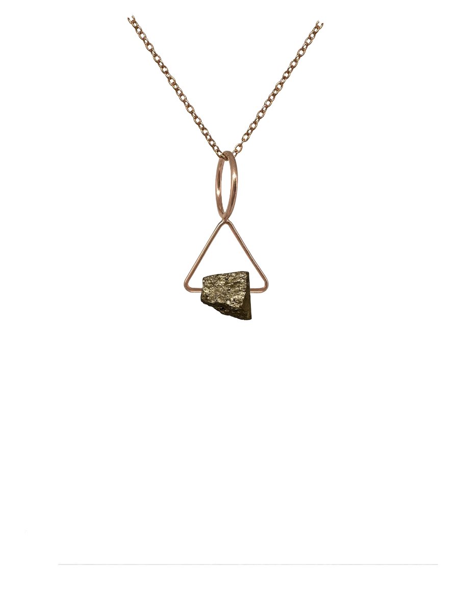 Pyriet edelsteen ketting met hanger dames - Sieraden - Roestvrij staal ketting - Rose goudkleurige ketting - 50cm + 5cm - Perfecte cadeau voor je dierbaar