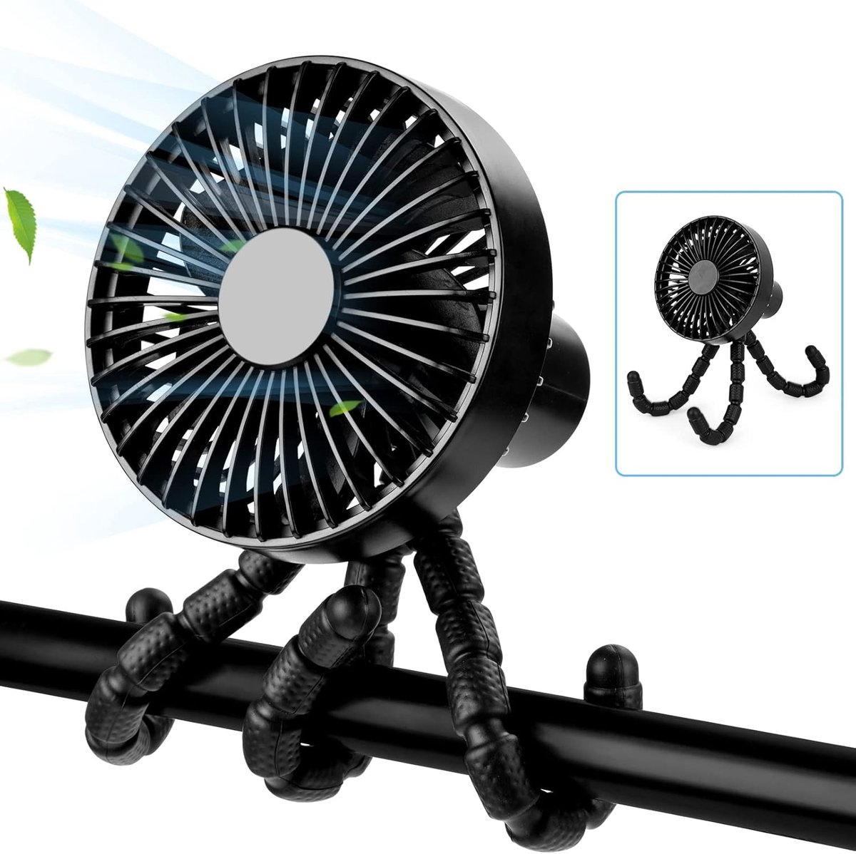 Draagbare Mini Ventilator met Flexibele Statief - 3 Snelheden voor Kinderwagens, Autostoelen en Buitenactiviteiten