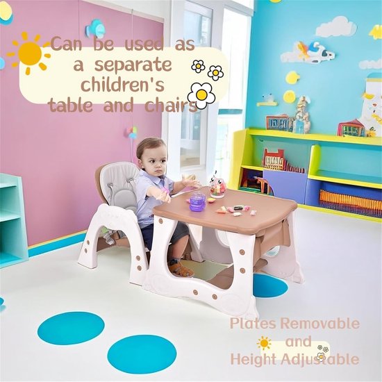 3-in-1 hoge babystoel, babystoel met 3 hoogteverstelbare rugleuning, kinderstoel met afneembaar dienblad, zitkussen en voetensteun, babystoel vanaf 6 maanden van Merkloos — afbeelding 2