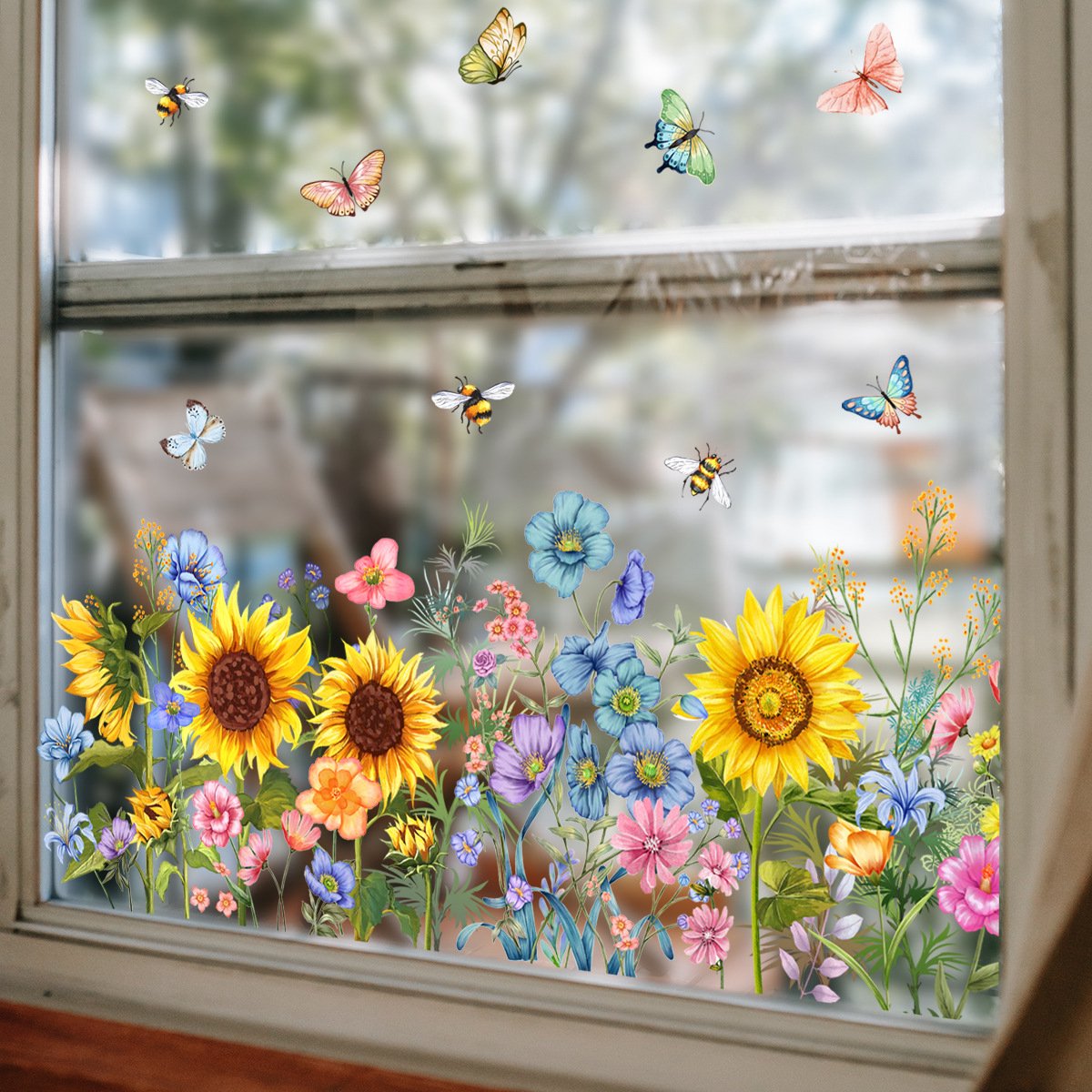 decalmile Potted Plants Flowers Window Adheres Wall