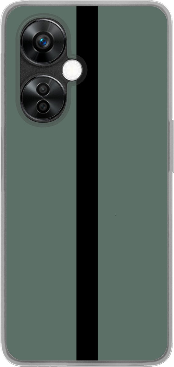 Telefoonhoesje Geschikt voor OnePlus Nord CE 3 Lite hoesje - Groen - Zwart - Streep - Minimalistisch - Siliconen Telefoonhoesje Telefoonhoesje