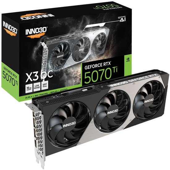 INNO3D NVIDIA GeForce RTX 5070 Ti X3 OC - Videokaart - 16GB - GDDR7 - PCIe 5.0 - 1x HDMI 2.1 - 3x DisplayPort 2.1