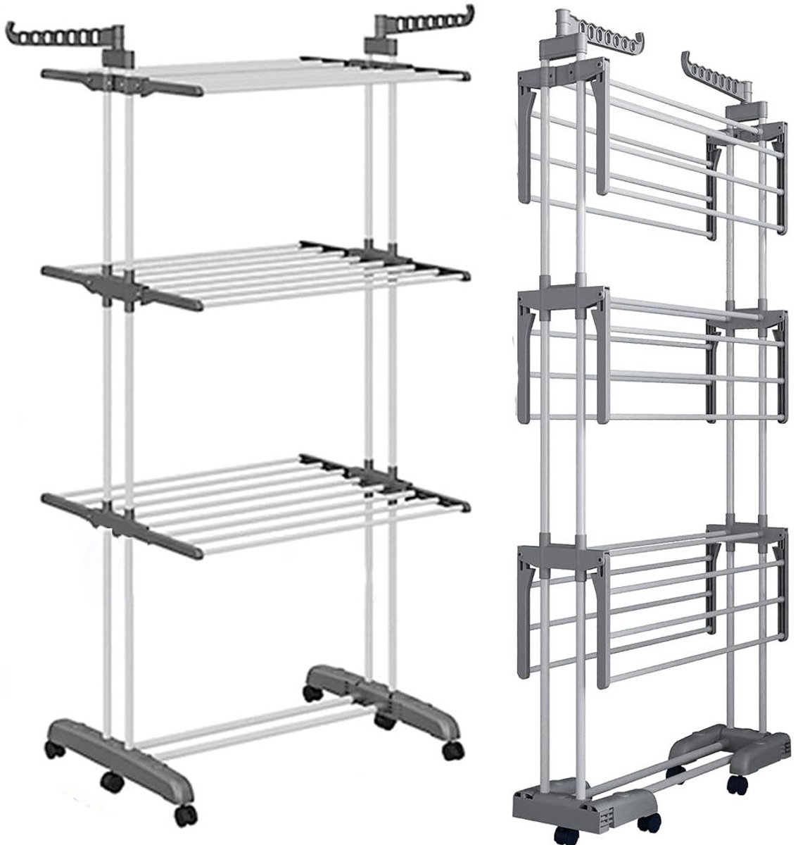 ApexArte® Wasrek Inklapbaar - Droogrek Staand - Wasdroger - Wit en Grijs