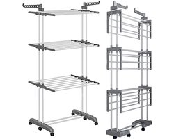 ApexArte® Wasrek Inklapbaar - Droogrek Staand - Wasdroger - Wit en Grijs