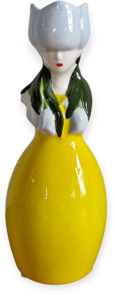 Daan Kromhout - Vaas - Tulpenvaas - Lucy Dutch Woman - Geel, Lichtblauw - Keramiek - 22 cm