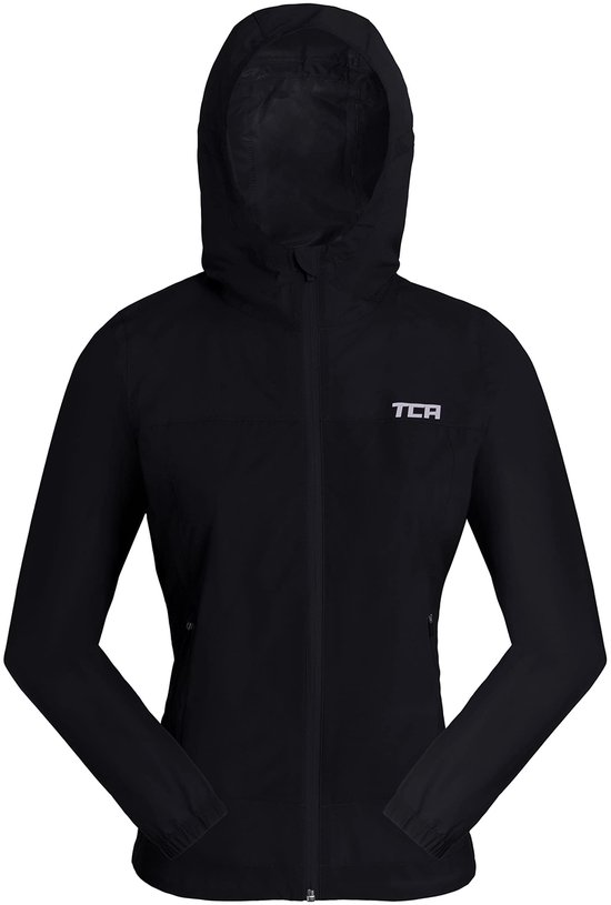 TCA Meisjes AirLite 2.0 Waterdichte Hardloop Regenjas met Ritszakken - Zwart, 8-10 Jaar