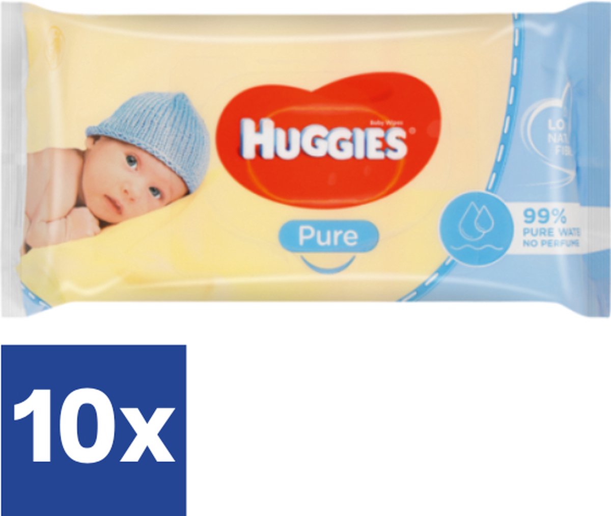 Goedkoopste Huggies Pure Baby Wipes Billendoekjes 99 water – 10 x 56 doekjes