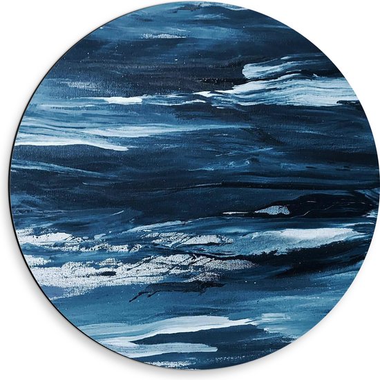 Dibond Muurcirkel - Schilderij van Verschillende Tinten Blauw - 50x50 cm Foto op Aluminium Muurcirkel (met ophangsysteem)
