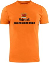 Majesteit ga eens bier halen Oranje T-shirt | koningsdag | nederland | holland