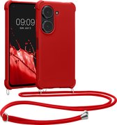 kwmobile telefoonhoesjegeschikt voor ASUS Zenfone 10 / Zenfone 9 - Hoesje van siliconen met telefoonkoord - In rood