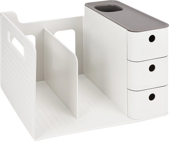 Witte bureau organizer met lade - Multifunctionele bureau organizer bak - Alles in één
