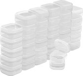 Belle Vous 36 Stuks Kleine Doorzichtige Plastic Opbergdoosjes met Scharnierdeksel - L3,5 x B3,5 x H2 cm - Minidoosjes voor Pillen, Kralen, Sieraden en Knutselartikelen