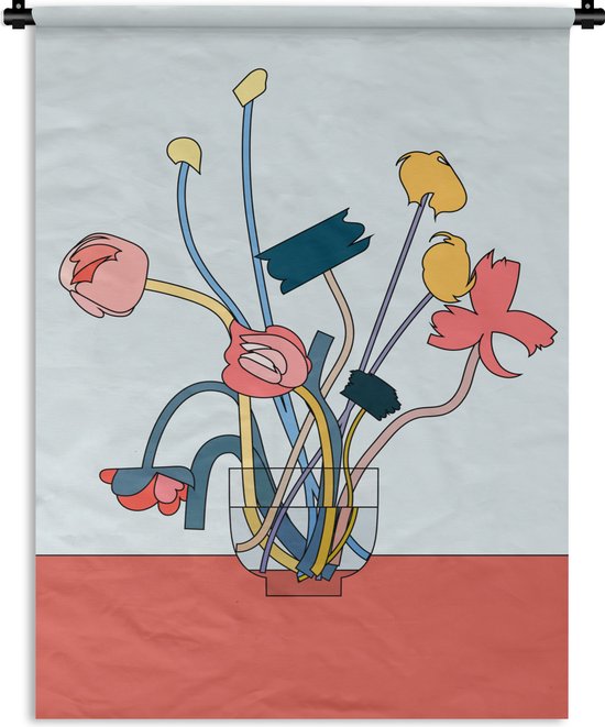 Wandkleed - Wanddoek - Bloemen - Retro - Pastel - 150x200 cm - Wandtapijt
