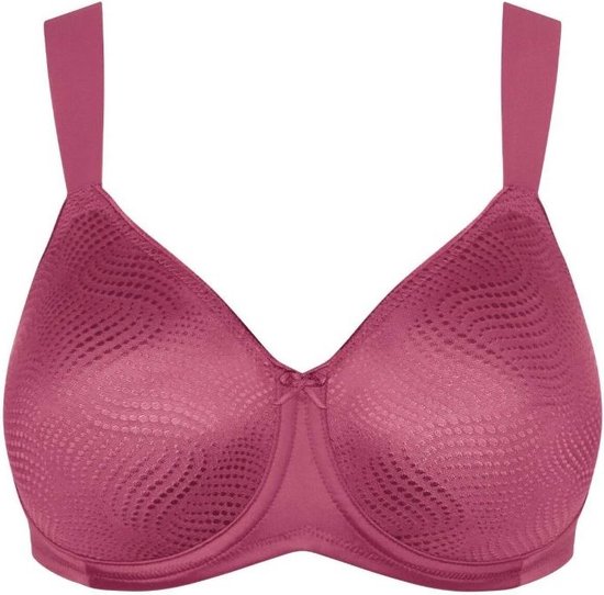 Soutien-gorge minimiseur rose avec un motif ondulé sur les bonnets et un nœud.