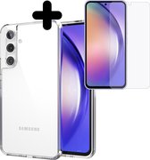 Hoesje geschikt voor Samsung A54 hoes case transparant - 1x Samsung galaxy A54 screenprotector - beschermglas