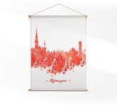 Textielposter Skyline Nijmgen Watercolor Paint L (85 X 60 CM) - Wandkleed - Wanddoek - Wanddecoratie