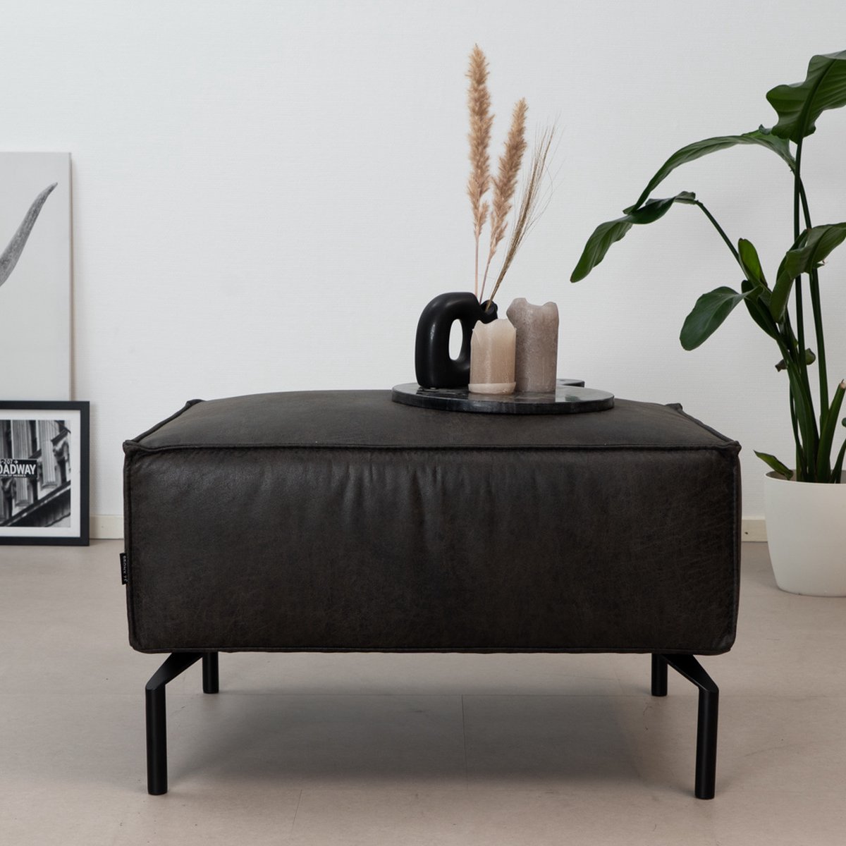 Bronx71® Hocker Kansas eco-leer antraciet