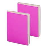 Pakket van 8x stuks notitieblokje roze met zachte kaft en plastic hoes 10 x 13 cm - 100x blanco paginas - opschrijfboekjes