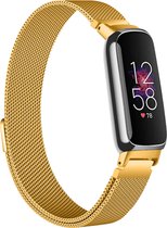 Milanees Smartwatch bandje - Geschikt voor Fitbit Inspire 3 Milanese band - goud - Strap-it Horlogeband / Polsband / Armband