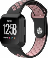 Siliconen Smartwatch bandje - Geschikt voor Fitbit Versa / Versa 2 sport band - zwart/lichtroze - Strap-it Horlogeband / Polsband / Armband