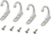 FSW-Products - 4 Stuks - Kleine Ophanghaken incl. Schroeven - 22x8mm - Zilver - RVS - Kapstokhaken - Sleutelhaken - Muurhaken - Wandhaken - Keukenhaken - Handdoekhaken - Haakjes - Haken - Ophanghaakjes - Haakjes voor sleutels – Kapstokhaken