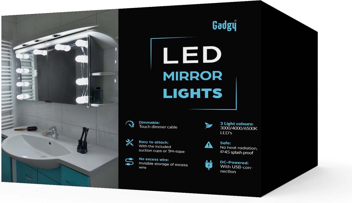 Ampoules LED pour miroir de maquillage, lampes USB 12V pour coiffeuse de  salle de bain, éclairage à intensité variable pour miroir