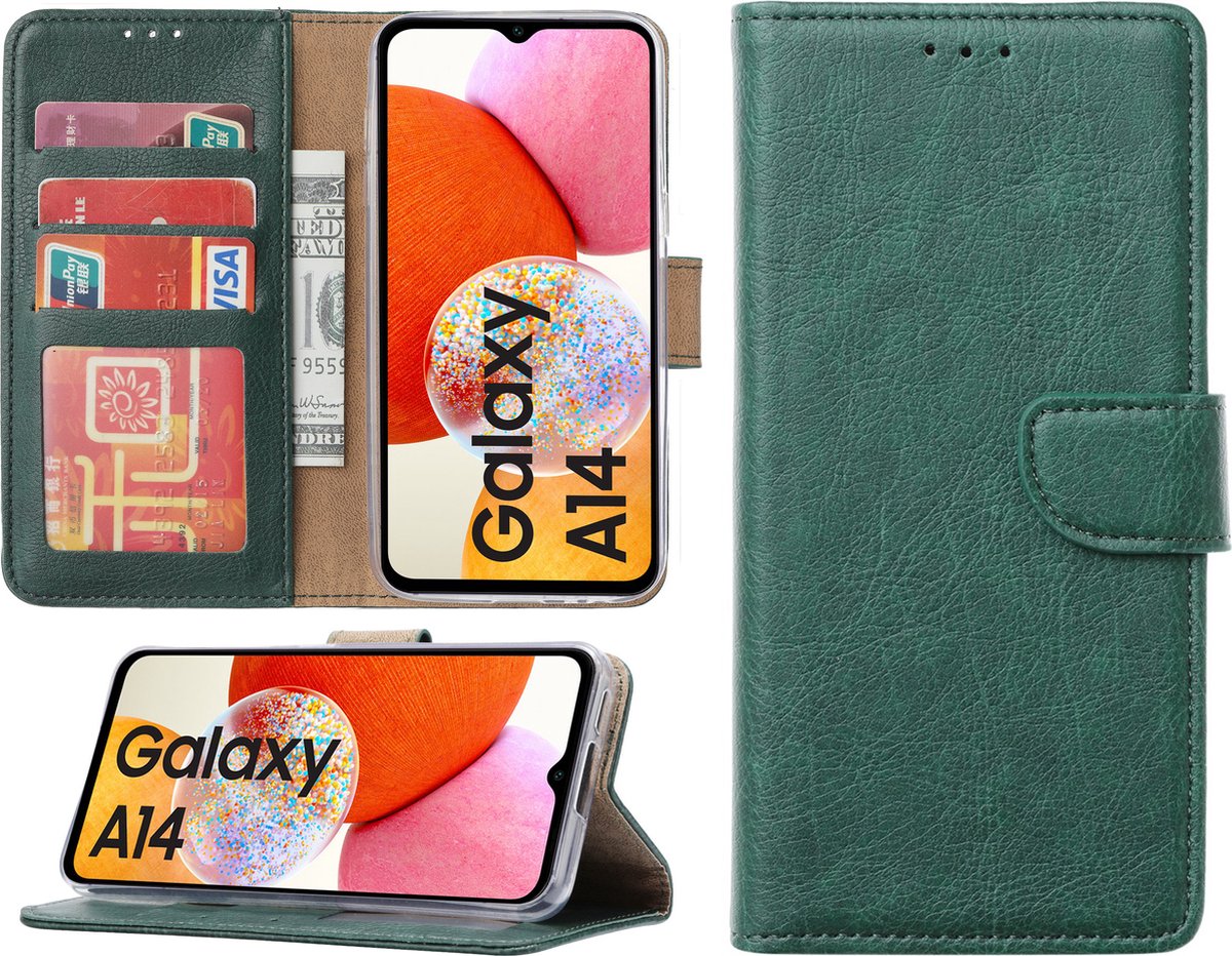 Arara Hoesje geschikt voor Samsung Galaxy A14 hoesje - Bookcase met pasjeshouder - Groen