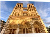 WallClassics - PVC Schuimplaat- Vooraanzicht van de Notre Dame in Parijs - 105x70 cm Foto op PVC Schuimplaat