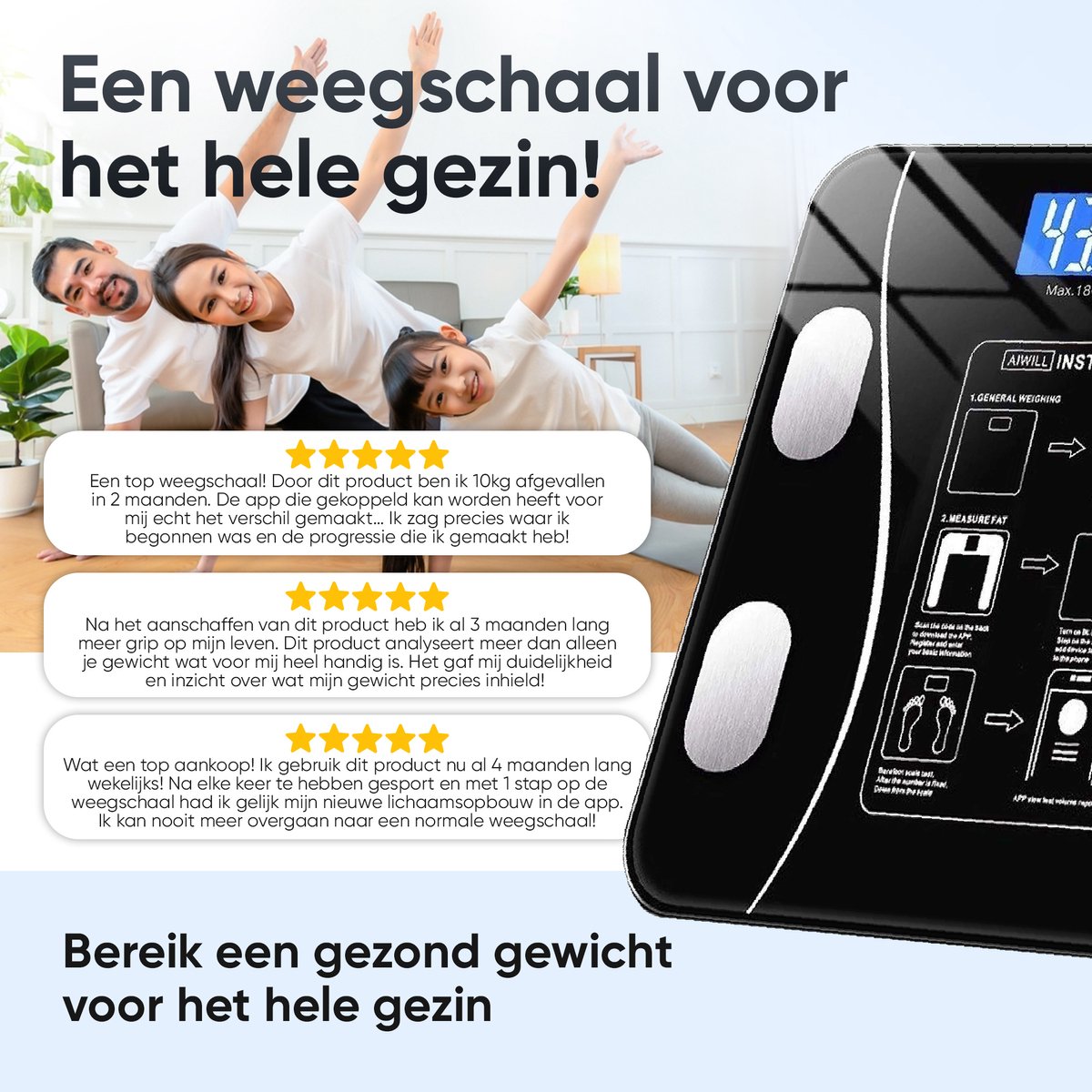 NuCare Slimme Weegschaal - Smart - Luxe Personenweegschaal - Digitale -  Scale -... | bol.com