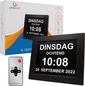 Lifeshift Dementieklok met XL beeldscherm - Digitale Kalenderklok met datum, dag en tijd - Alzheimer Klok - Seniorenklok