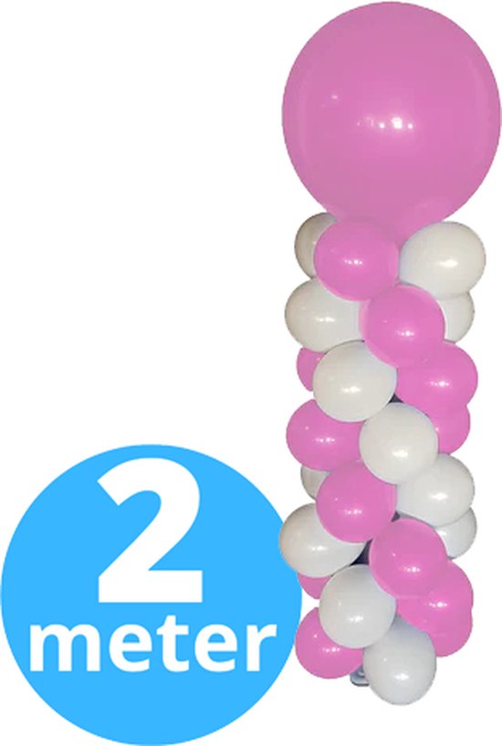 Ballonpilaar 210 cm - Roze (Lichtroze) - Ballonstandaard - Ballonnen standaard - Ballonboom - Verjaardag versiering - Verjaardag decoratie Blauw - Ballonnen Pilaar Frame - 210 cm standaard + ballonnen