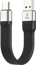NÖRDIC USBC-N1048 - Platte USB-C 3.2 Gen1 naar USB-A Adapter - 5Gb/s Data - 3A Stroom - 15cm - Zwart