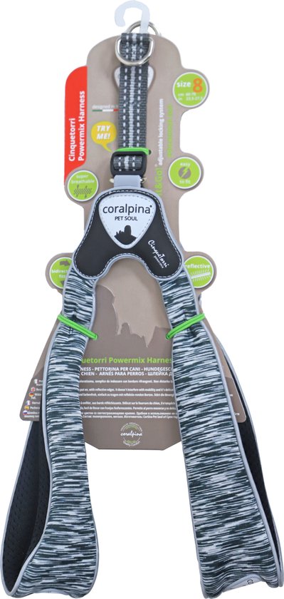 Coralpina - Honden Harnas - Powermix Dark - Maat 8: 60-70 cm - 18-25 kg