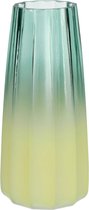 Bellatio Design Bloemenvaas - groen/geel - glas - D10 x H21 cm - vaas