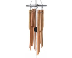 Decoris Windgong - van bamboe hout - D10 x H63 cm - voor buiten - geluid maker - windorgel