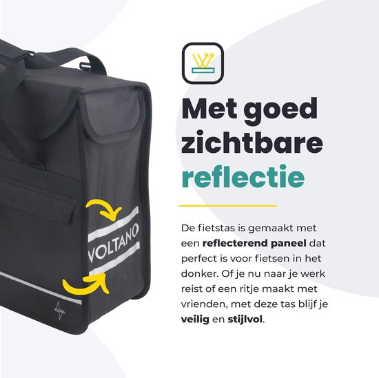 Voltano Enkele Shopper Fietstas - 17 Liter - Zwart - Waterdicht - Luxe Universele Bevestiging van Voltano — afbeelding 4