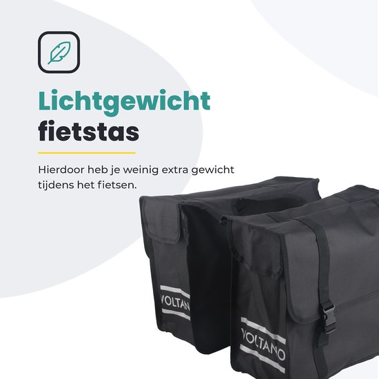 Voltano Dubbele Fietstas XL - Zwart - 48 Liter - Waterdicht - Universele bevestiging - Fietstassen Elektrische Fietsen van Voltano — afbeelding 2