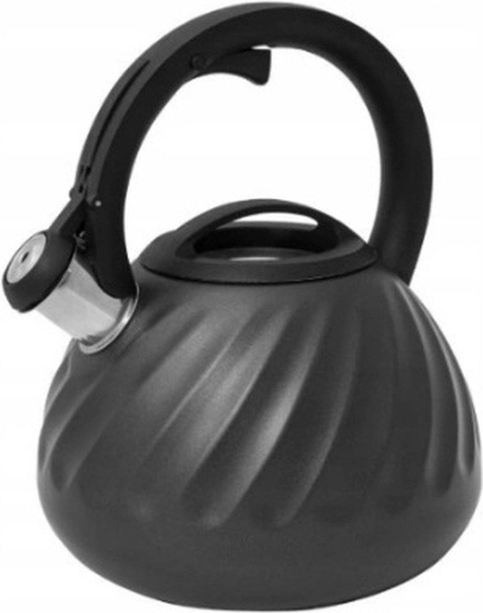 Meyerhoff fluitketel RVS mat grijs 2.7 Liter - geschikt voor alle warmtebronnen ook inductie - draaipatroon - uniek design - koel blijvend handvat