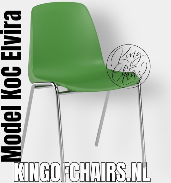 King of Chairs model KoC Elvira lichtgroen met verchroomd onderstel. Kantinestoel stapelstoel kuipstoel vergaderstoel tuinstoel kantine stoel stapel stoel tuin kantinestoelen stapelstoelen kuipstoelen stapelbare keukenstoel Helene eetkamerstoel