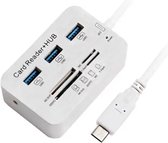 USB-C - Hub 3 Poorten Splitter & Geheugenkaartlezer - SD/TF/Micro SD cardreader - USB hub 3.0