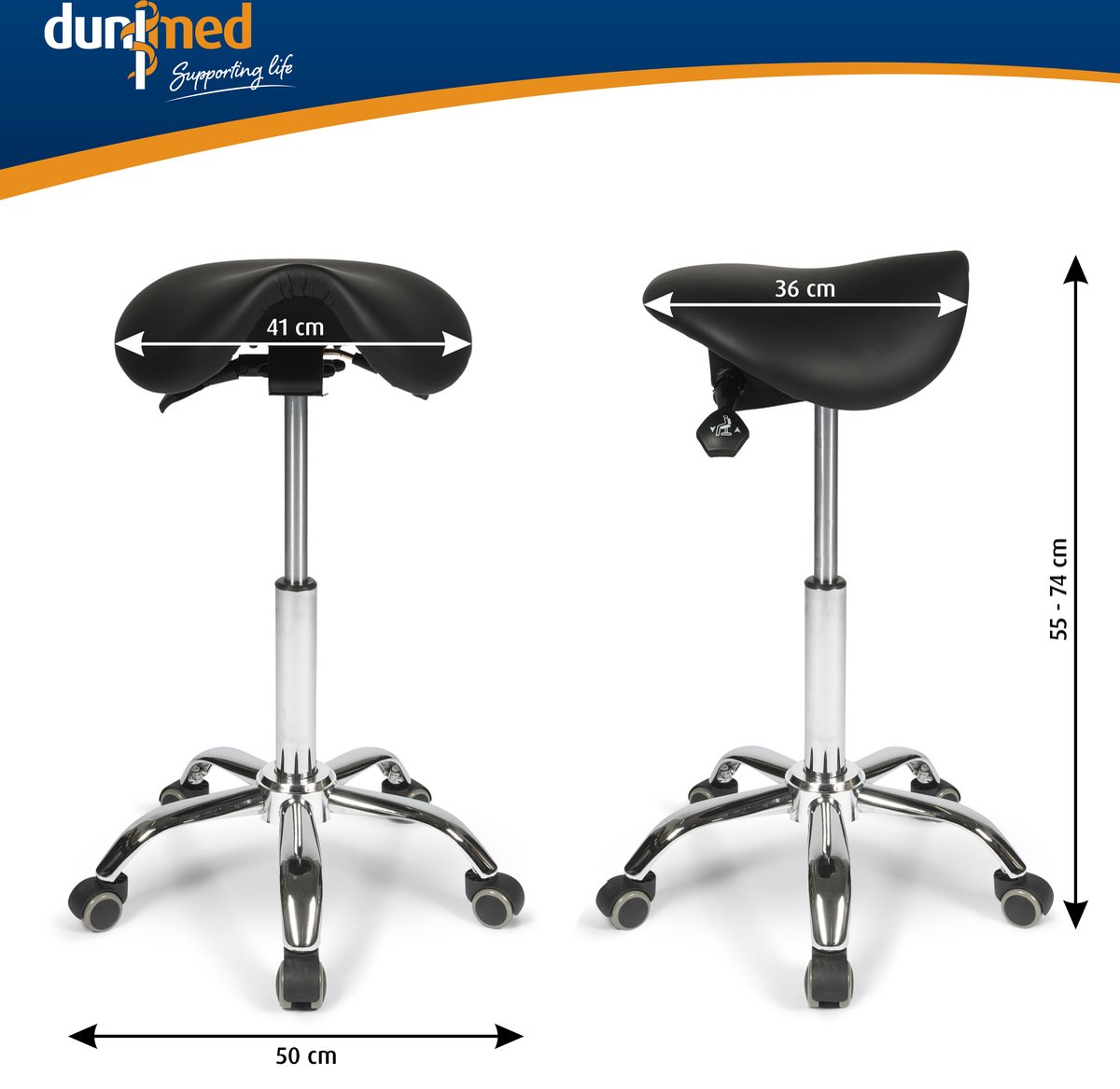Dunimed ergonomische zadelkruk (hoog) | Podobrace