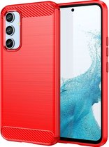 Mobigear Hoesje geschikt voor Samsung Galaxy A54 Telefoonhoesje Flexibel TPU | Mobigear Brushed Slim Backcover | Galaxy A54 Case | Back Cover - Rood