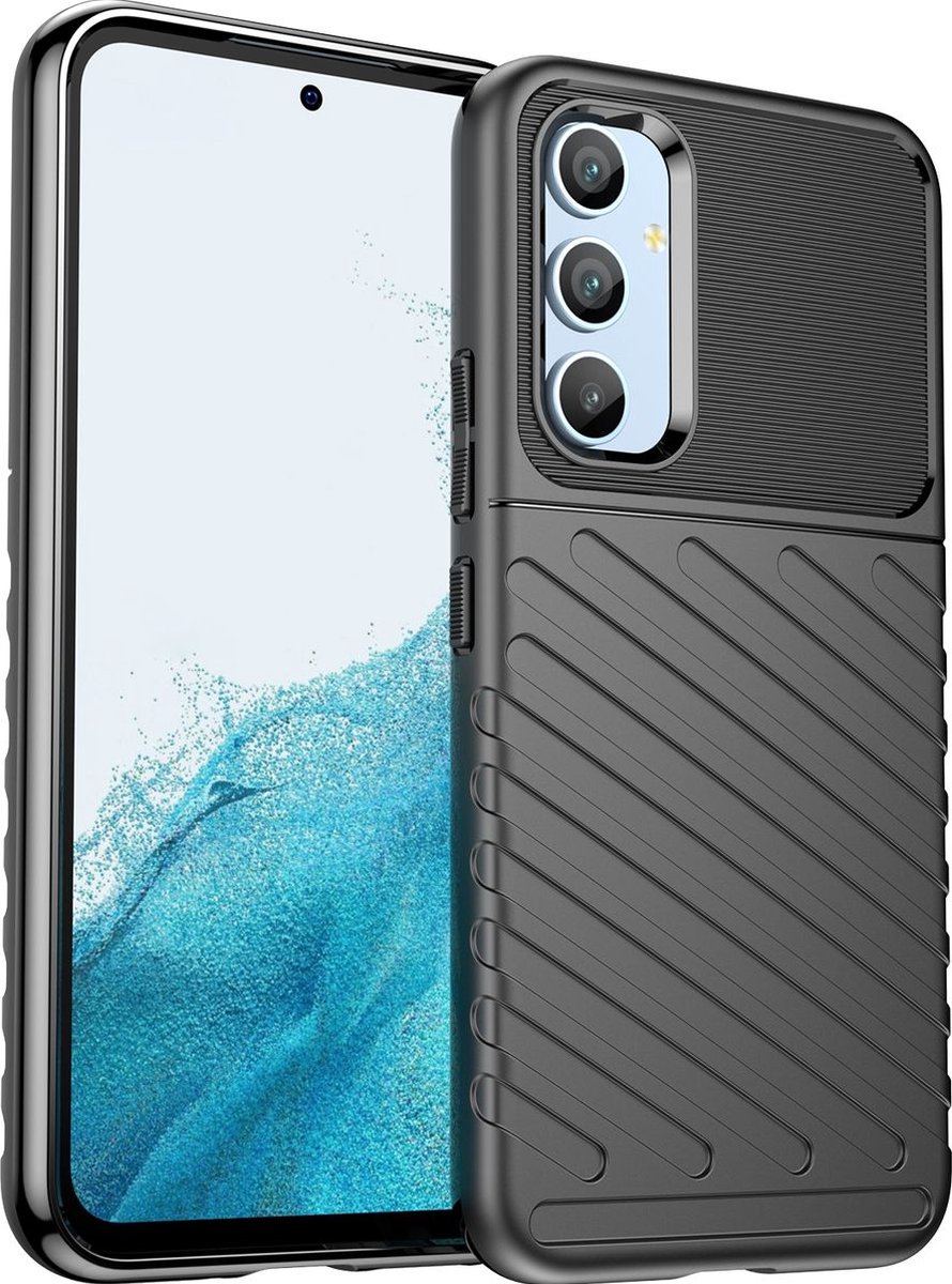 Mobigear Hoesje geschikt voor Samsung Galaxy A54 Telefoonhoesje Flexibel TPU | Mobigear Groove Backcover | Galaxy A54 Case | Back Cover - Zwart